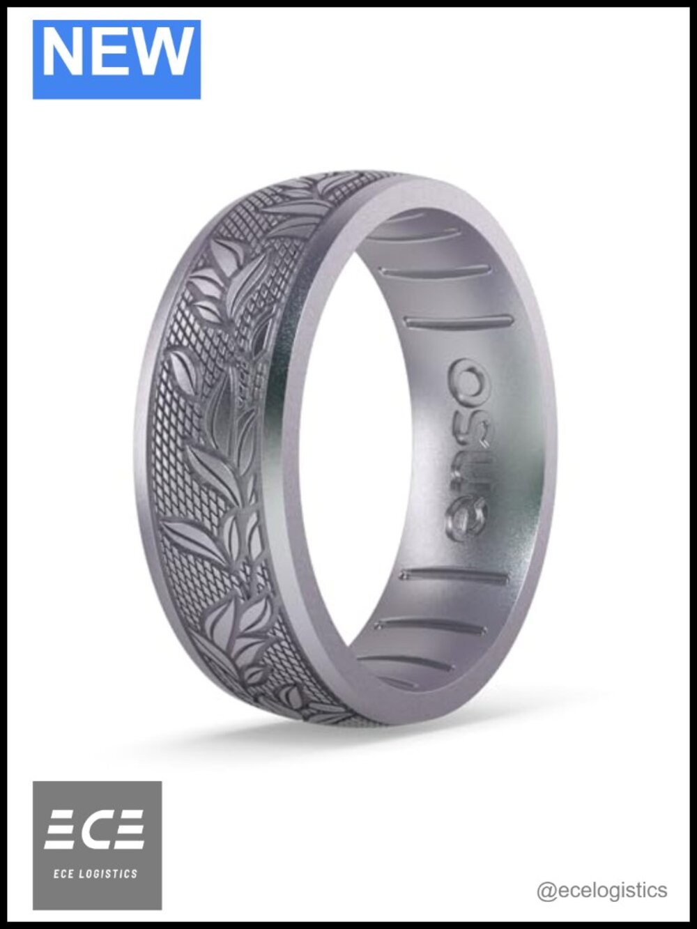 Silicone Ring Etched Wedding Band Comfortable Flexible Finger-Safe Design